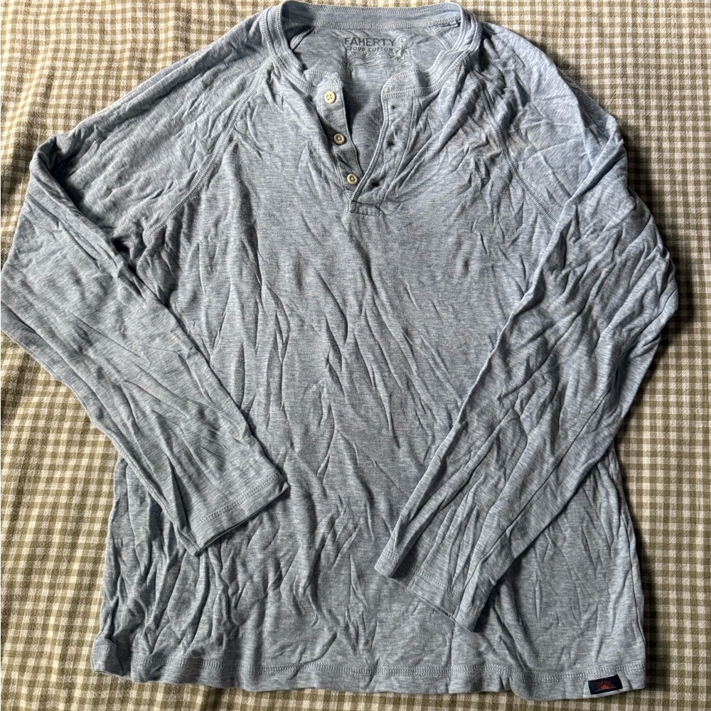Faherty Light Blue Henley Shirt